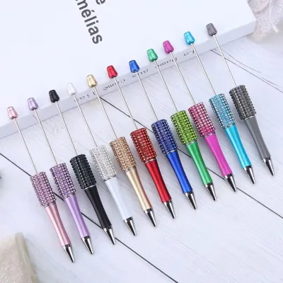 Diamond Beaded Pen Wholesale Creative Diy Plastic Beaded Ballpoint Pen Hand-stick Diamond Beaded Pen