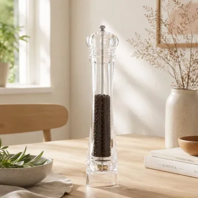 Manual Eco-Friendly Plastic Pepper Salt Grinder with Press Handle Handheld Kitchen Tool