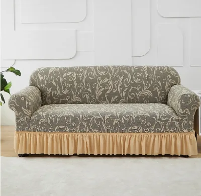 Hot sofa cover knitting jacquard fabric polyester sofa cover solid color modern style