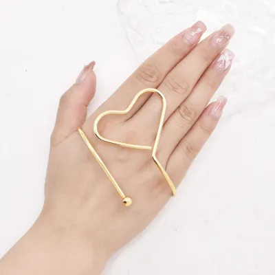 Sample Gold Bangle Line Arm Ring with Geometric Ring and Minimalist Design Arm Bracelet