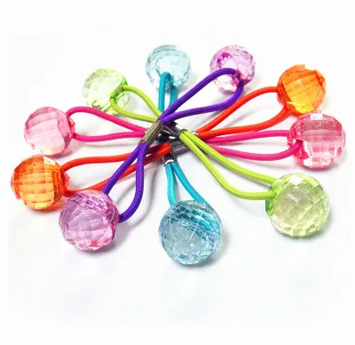 Custom Kids Hair Band Accessories Hair Ponytail Holder With Acrylic Ball for Little Girl