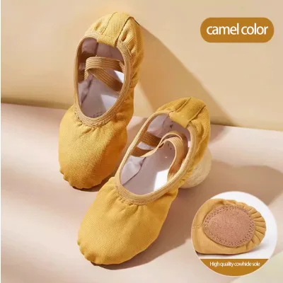 Factory Wholesale Girls' Soft Soled Canvas Ballet Dance Shoes No Tie up Required Cheap Practice Shoes