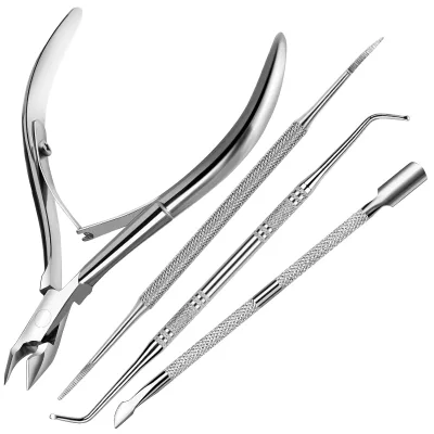 High Quality Nail Salon Supplies Stainless Steel Cuticle Removal Tools Dead Skin Scissors Steel Pusher Nail Gap Cleaning Tool