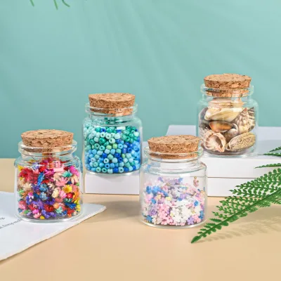 50ml Small DIY Art Crafts Storage Glass Jar Cork Stopper Empty Glass Bottle for Wedding Party Favors Candle Holders Lanterns
