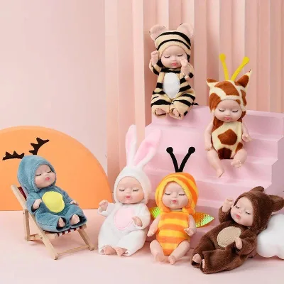 Factory Wholesale Baby Doll Fashion Simulation Rebirth Doll Mini Cute Reborn Doll Cartoon Animal Kid Toy for Kid Birthday Gift