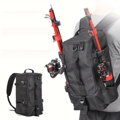 Large Capacity Fish Lure Storage Tool Fishing Tackle Backpack With Rod Holders