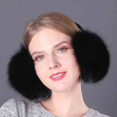 Natural Fox and Raccoon Fur Ear Muffs Winter Ear Warmer with Protective Earflap Comfortable and Stylish Accessory