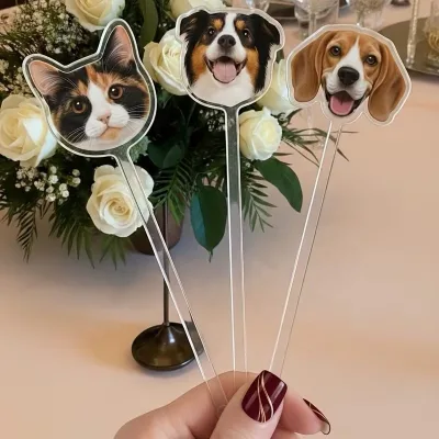 Custom 7.5 Inch Plastic Cocktail Drink Stirrers With Dog's Face on for Wedding Festival Party