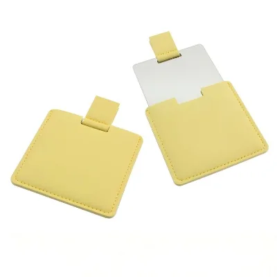Custom Logo Portable Standing Travel PU Compact Mirror High Quality Folding White PU Leather for Makeup Personalized Features