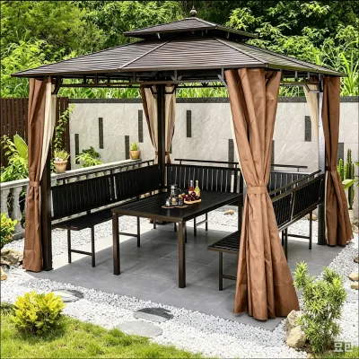 European Iron Alloy Pavilion Outdoor Furniture Courtyard Garden Square Tent Sunshade Cabin Panel Style Modern Waterproof Durable