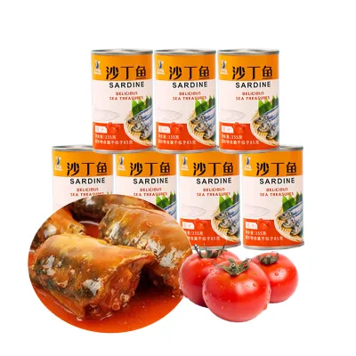 155g Can Fish Canned Sardines in Brine Tomato Sauce with Body Part Content Over 85% Sardine Canned Food