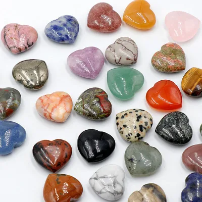 Natural Rose Quartz Lapis Lazuli Red Jasper Heart Shape Decorative Stone Ornament Crystal Desktop Home Decor Gift
