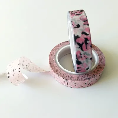 Pink Floral Printed Masking Tape Decorative Washi Tape for Journal Planner Scrapbooking DIY Arts