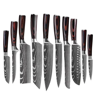 Cook Majesty Series Premium Japanese Ultra Sharp Laser Damascus Pattern Kitchen Knife Set for Long Term Use