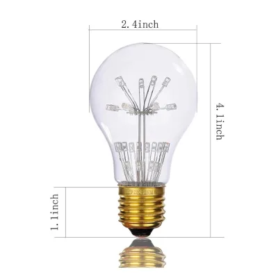 A19 Vintage Edison LED Bulbs,Decorative Firework LED Bulbs Glass,Dimmable,Warm White 2200k E26  Base Antique Filament Bulb