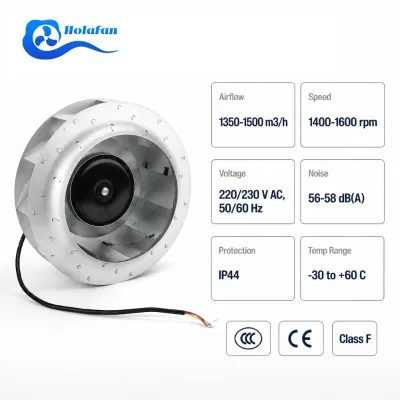 Free Standing Wall Fan 230V AC Aluminum Blades 1-Year Warranty Backward Curved Centrifugal Fan for Air Handling Unit