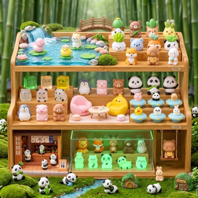 Resin Capybara Bear Pig fox Panda Figurine with Bamboo Hat Gift for Friends Good Luck Charm Phone Strap Keychain Wholesale Lot