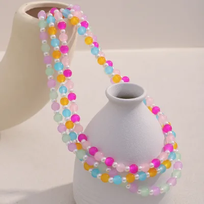 Wholesale Bohemian Style Summer Necklaces for Girls Customizable Acrylic Pearl Beads Butterfly Fruit Patterns Low MOQ Parties