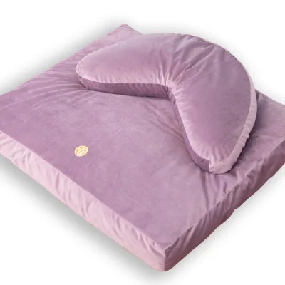 Crescent Velvet Zafu Zabuton Yoga Meditation Pillow Cushion Set Removable Covers for Easy Cleaning