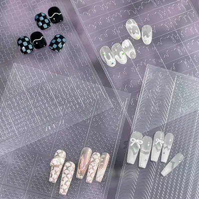 Variety French Nail Art Sticker Plaid Transparent Spray Painted Snowflake French Love Bow Nail Design Customizable Logo
