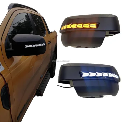 Car ABS Rearview Mirror Cover Suitable for Ranger T9 2022 2023 2024 LED Flowing Flash Turn signal Lamp Cover