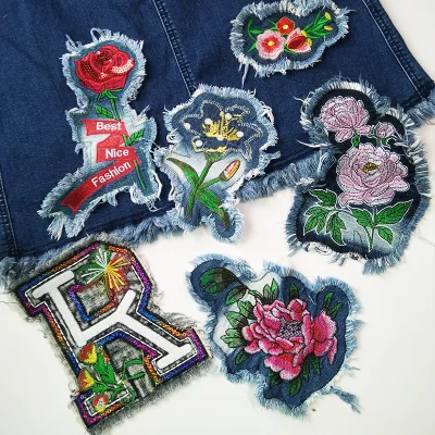 Newest Fashion Flower Denim Patches Rose Skull Star Sequins Individuality Multi Design Embroidery Patch Personality for Jeans