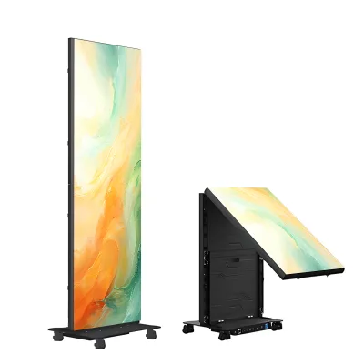 Factory Movable Indoor/Outdoor P2.5 LED Poster Stand GOB Foldable 4 Wheels Advertising Display 1000cd Brightness 8-Bit Color