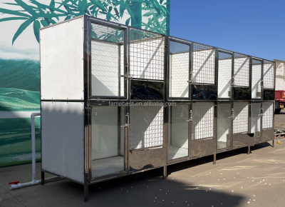 Draining Kennel with Tempered Glass Door Walk-in Kennel System