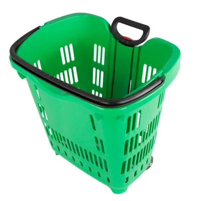 Rolling Shopping Basket with Casters for Convenient Movement