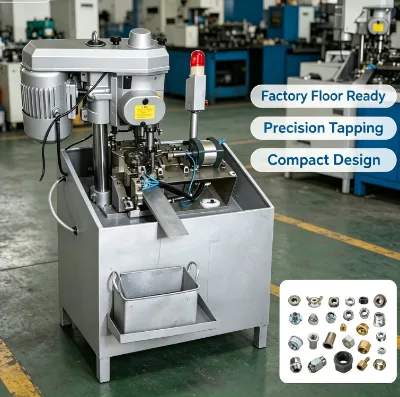 Vertical Single Spindle Automatic Tapping Drilling Unit With Safety Warning Lamp for Continuous Machining of Miniature Nuts