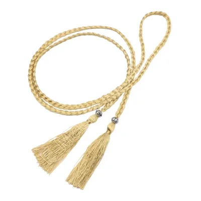 E-Magic Wholesale Yellow Double Tassels Decorative Rope with Metal Beads for Gift Box Bouquet Packaging Curtain Ornament