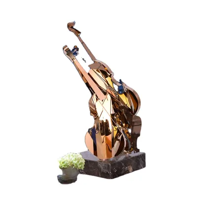 Statue Stainless Steel Guitar Musician Sculpture Metal Crafts Art Decor for Men Homme Guitare