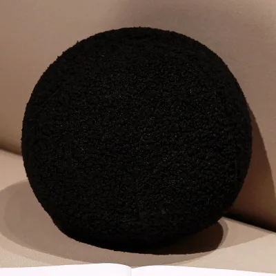 Soft Round Ball Shaped Plush Throw Pillow Fluffy Spherical Stuffed Cushion Solid Color Decor Pillow Sofa Bedroom Home