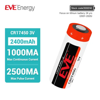 EVE 3V 2400mAh Non Rechargeable Lithium Battery Cr17450 for Gas Alarm Fire Alarm Equipment Healthcare Equipment
