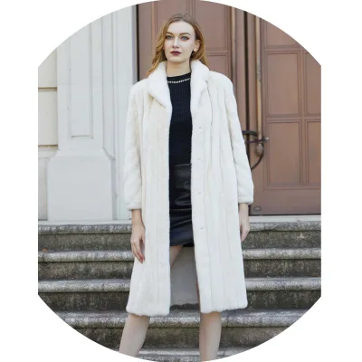 Women Customized Size Extra Long Wait Long Mink Fur Coat