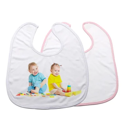 Sublimation Blank white baby bib with double-sided washable and reusable fabric cover