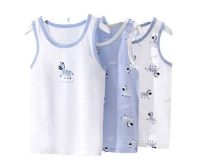 Wholesale Inner Wear Pattern Knit Boy Vest 3 Pack Tank Top Summer Waistcoat 3 Colorway Sleeveless Vest Clothing