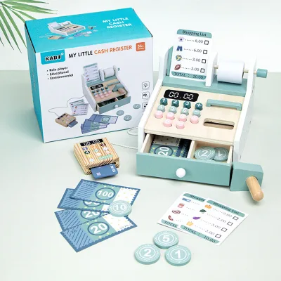 CPC CE EN71 Wooden Supermarket Shopping Cash Register Toy