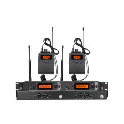 Dual Channel Monitor System Stereo Anti-Interference Bodypack Receiver DS300 Solar Battery Powered XLR Connector for Church