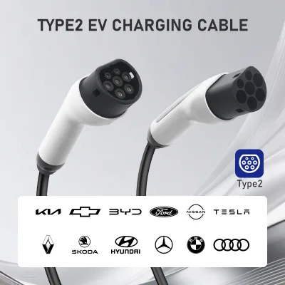 BOULT 5m EV Charger Double Gun Line Adapter Type2 Connector 7kW 32A IP65 CE ROHS Certified New 24-Month Warranty for Home Use