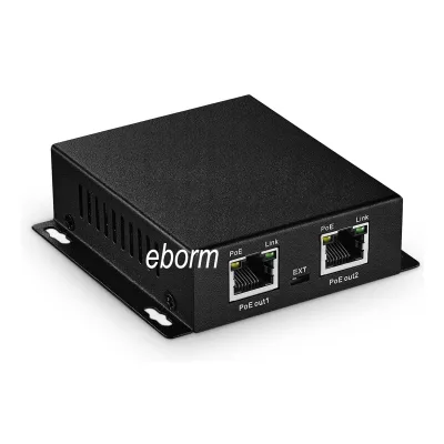 Poe Extender 1 One in 2 Poe Out IEEE802.3af /at Powered 1/Mbps Ethernet Metal Small Wall Mount Poe Injector Network Extender