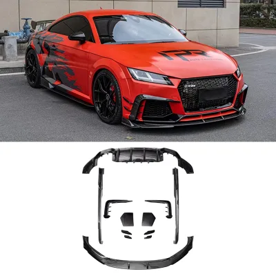 For Audi TTRS Coupe 8S 2017-2021 Y Style High Quality Carbon Fiber Body Kit Front Bumper Side Skirt Front Canards Rear Diffuser