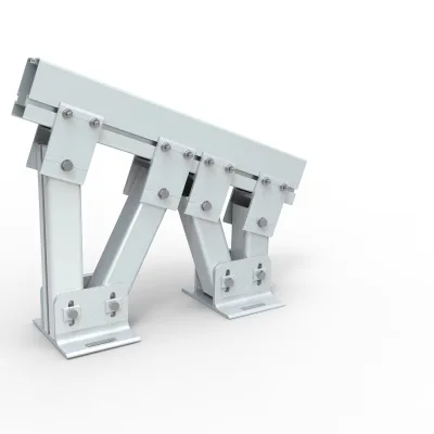 One Rack with Front V and Rear V Panel Ground Solar Mountings