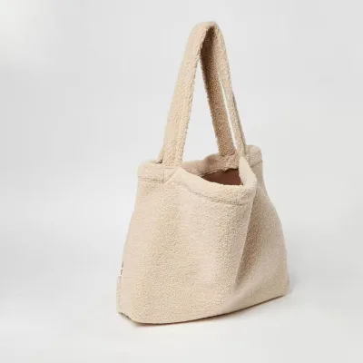 Custom Logo Cream Teddy Bag Beige Teddy Mom Handbag
