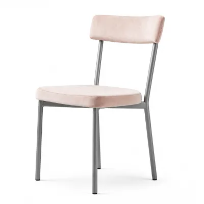 Modern Pink Velvet Dining Chair Upholstered With Metal Legs Luxury Restaurant Cafe Home Kitchen Soft Cushion Seating Dowell