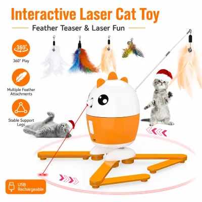Automatic Laser Cat Toy with USB Rechargeable Battery Random Path Infrared Light Interactive Self Play Teaser for Indoor Cats