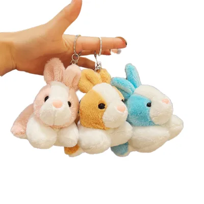 2023 Wholesale Cute Plush Rabbit Bunny Keychain 10cm Cartoon Animal Keychain Pendant Cotton Material Lovely Stuffed Keychain