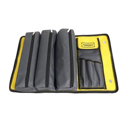 10-14 Pockets 600D Waterproof OEM/ODM Carpenter Technician Tool Roll Bag Magnetic Wrench Set Screw Driver Package Customizable