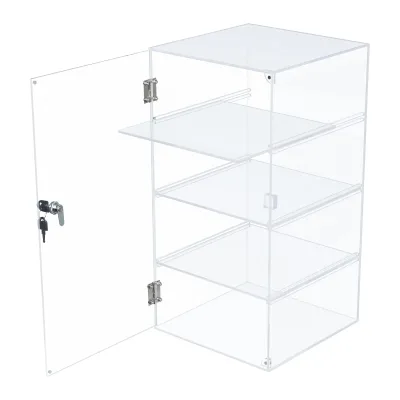 Modern 4mm Thick Clear for Acrylic Display Case with Lock Countertop Cabinet with Shelves Carton