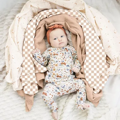 Customized Reactive Pattern Baby Muslin Blanket 2 Layers Swaddle Blanket Wholesale 100% Cotton Fabric Muslin Blanket